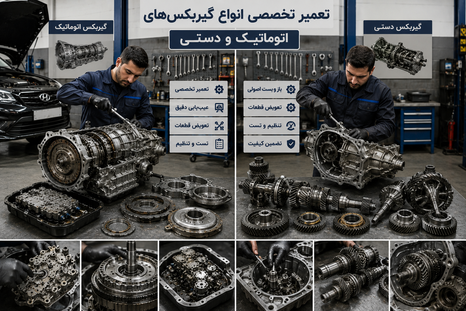تعمیر تخصصی انواع گیربکس‌های اتوماتیک و دستی