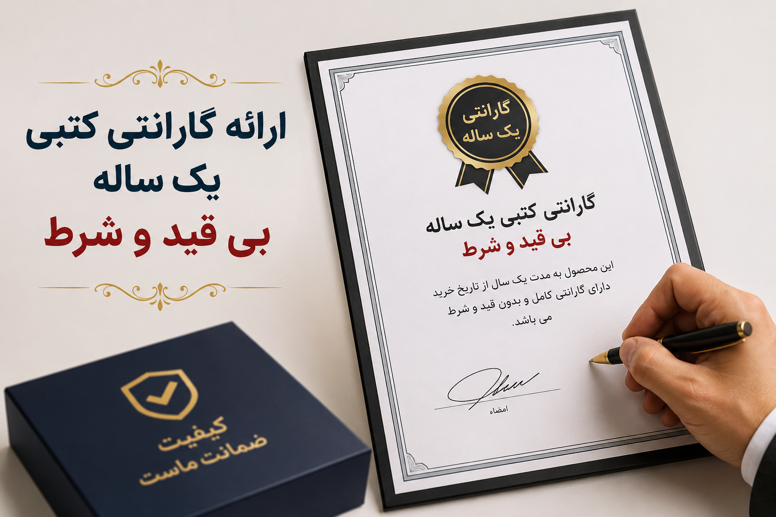 ارائه گارانتی کتبی یک ساله بی‌ قید و شرط